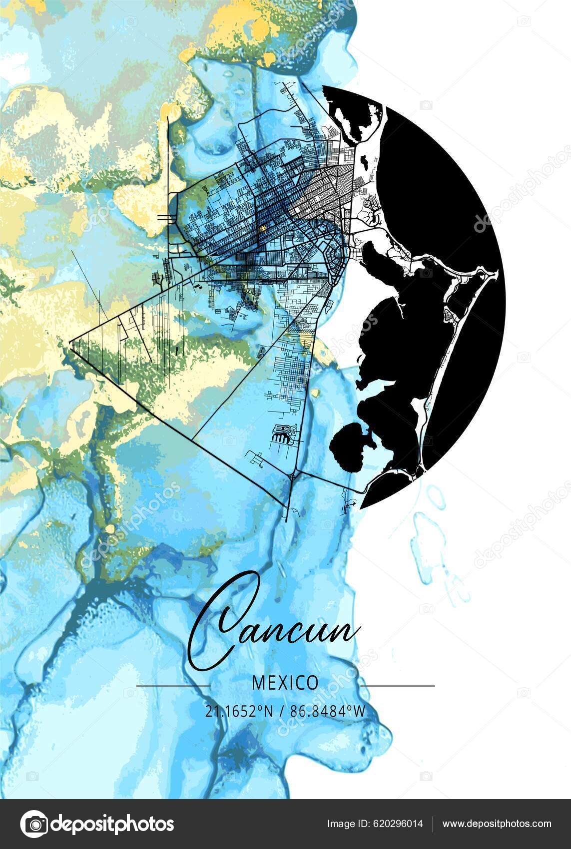 Cancun Mexico Honeysuckle Marble Map Beautiful Prints World s Most cancun-mexico-honeysuckle-marble-map-beautiful-prints-world-s-most