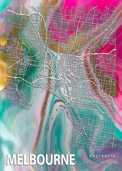 Μελβούρνη Αυστραλία Χάρτης Hibiscus Marble Είναι Όμορφες Εκτυπώσεις Από Τις — Φωτογραφία Αρχείου