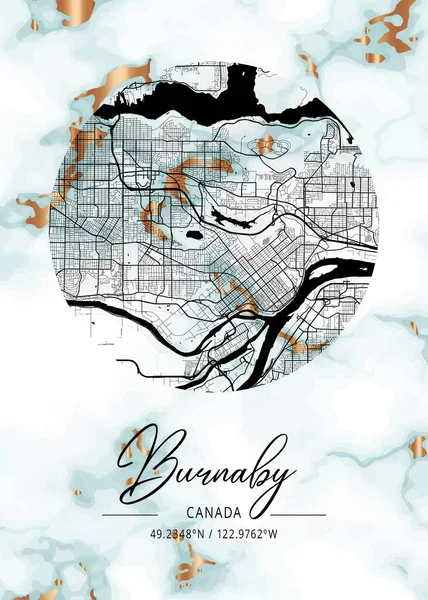 stock image Burnaby - Canada Hortensia Marble Map is beautiful prints of the world's most famous cities. You will not find a similar print at this great price.