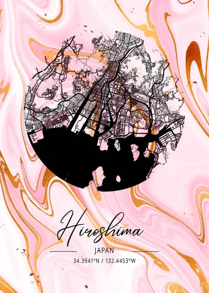 stock image Hiroshima - Japan Hoya Marble Map is beautiful prints of the world's most famous cities. You will not find a similar print at this great price.
