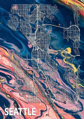 Seattle - Birleşik Devletler Impatiens Mermer Haritası dünyanın en ünlü şehirlerinin güzel bir kopyası. Bu fiyata böyle bir baskı bulamazsın..