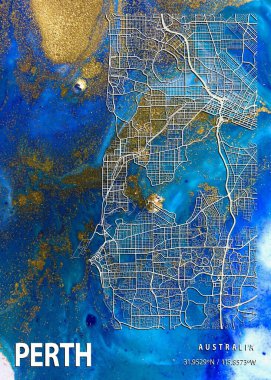 Perth - Avustralya Impatiens Mermer Haritası dünyanın en ünlü şehirlerinin güzel bir kopyası. Bu fiyata böyle bir baskı bulamazsın..