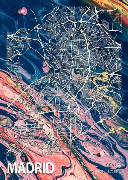 Madrid Spanje Hyacint Marble Map Een Prachtige Prent Van Werelds — Stockfoto