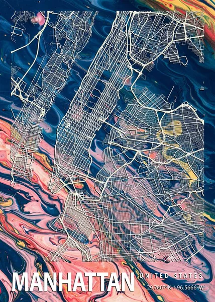 Manhattan Ηνωμένες Πολιτείες Hyacinth Marble Map Είναι Όμορφες Εκτυπώσεις Των — Φωτογραφία Αρχείου