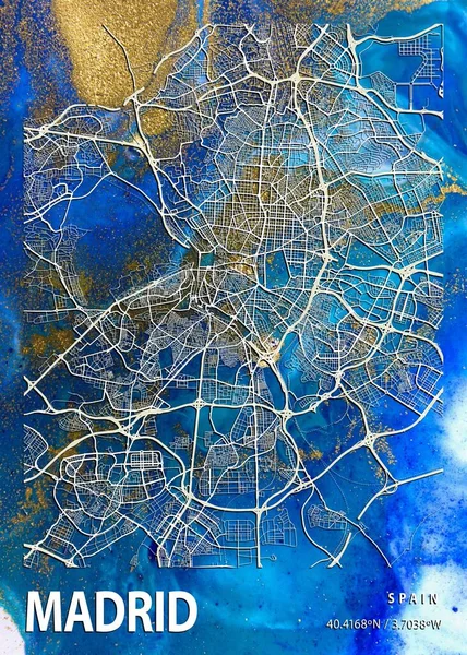Madrid España Impatiens Marble Map Hermoso Estampado Las Ciudades Más —  Fotos de Stock