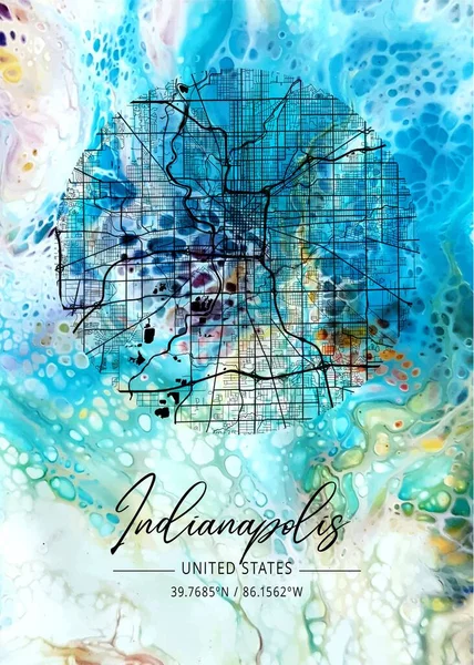 stock image Indianapolis - United States Iris Marble Map is beautiful prints of the world's most famous cities. You will not find a similar print at this great price.