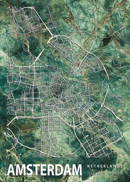 Amsterdam Holanda Gloxinia Marble Map Uma Bela Estampa Das Cidades — Fotografia de Stock