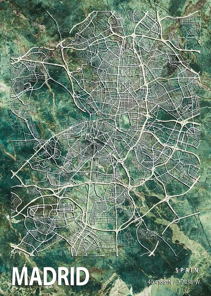 Madrid España Gloxinia Marble Map Hermoso Estampado Las Ciudades Más —  Fotos de Stock
