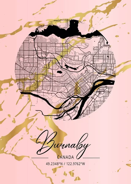 Stock image Burnaby - Canada Hellebore Marble Map is beautiful prints of the world's most famous cities. You will not find a similar print at this great price.