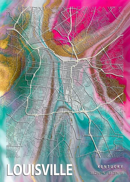 Louisville Ηνωμένες Πολιτείες Hibiscus Marble Map Είναι Όμορφες Εκτυπώσεις Από — Φωτογραφία Αρχείου