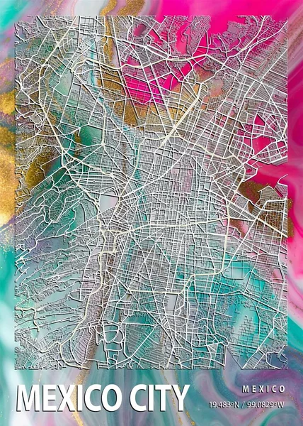 Πόλη Του Μεξικού Mexico Hibiscus Marble Map Είναι Όμορφες Εκτυπώσεις — Φωτογραφία Αρχείου