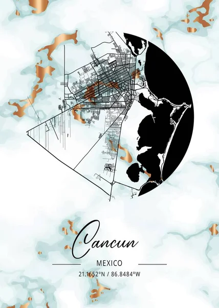 Cancun Mexiko Hortensia Marmor Karte Ist Eine Wunderschöne Kopie Der — Stockfoto