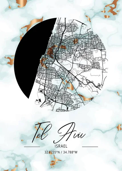 Tel Aviv Israel Hortensia Marble Map Είναι Ένας Πανέμορφος Χάρτης — Φωτογραφία Αρχείου