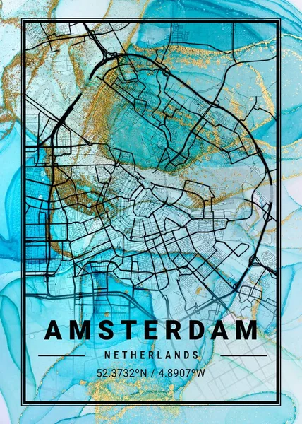 Amsterdam Holanda Horticultura Mármore Mapa Belas Gravuras Das Cidades Mais — Fotografia de Stock