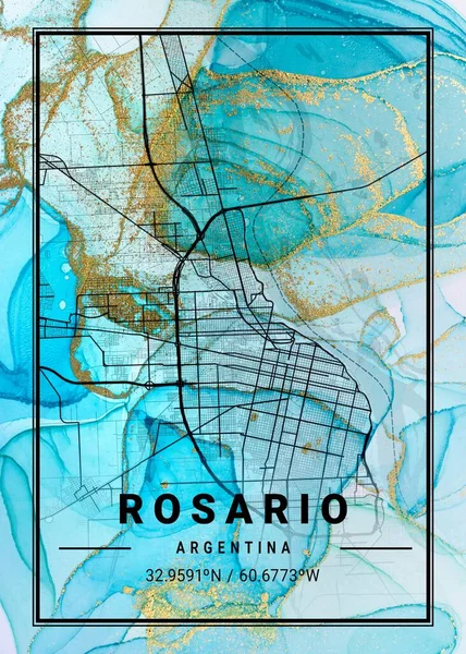 Rosario Argentina Horticultura Mármore Mapa Belas Gravuras Das Cidades Mais — Fotografia de Stock