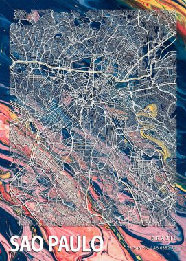 Sao Paulo - Brezilya Hyacinth Mermer Haritası dünyanın en ünlü şehirlerinin güzel bir kopyası. Bu fiyata böyle bir baskı bulamazsın..