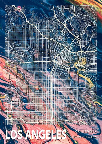 Λος Άντζελες Ηνωμένες Πολιτείες Hyacinth Marble Map Είναι Όμορφες Εκτυπώσεις — Φωτογραφία Αρχείου