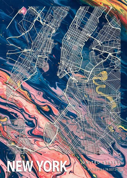 Νέα Υόρκη Ηνωμένες Πολιτείες Hyacinth Marble Map Είναι Όμορφες Εκτυπώσεις — Φωτογραφία Αρχείου