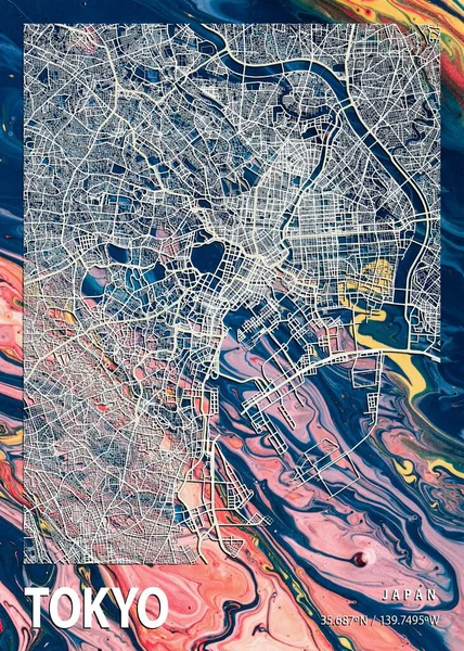 Tokio Japón Hyacinth Marble Map Hermoso Estampado Las Ciudades Más — Foto de Stock