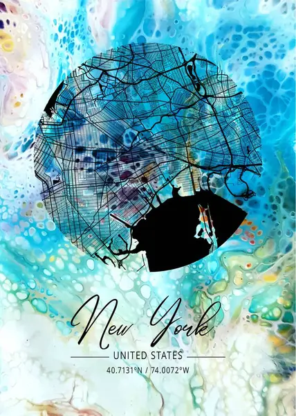 Νέα Υόρκη Ηνωμένες Πολιτείες Iris Marble Map Είναι Όμορφες Εκτυπώσεις — Φωτογραφία Αρχείου
