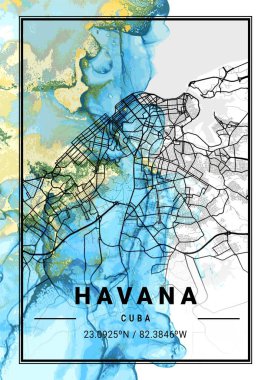 Havana - Küba Jasmine Mermer Haritası dünyanın en ünlü şehirlerinin güzel bir kopyası. Bu fiyata böyle bir baskı bulamazsın..