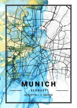 Münih - Almanya Jasmine Mermer Haritası dünyanın en ünlü şehirlerinin güzel bir kopyası. Bu fiyata böyle bir baskı bulamazsın..