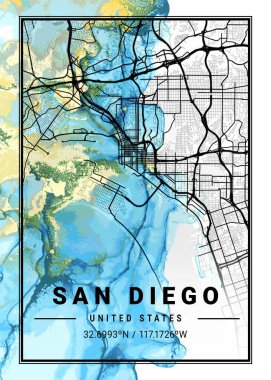 San Diego - Amerika Birleşik Devletleri Yasemin Mermer Haritası dünyanın en ünlü şehirlerinin güzel bir kopyası. Bu fiyata böyle bir baskı bulamazsın..