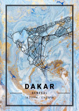 Dakar - Senegal Jessamine Mermer Haritası dünyanın en ünlü şehirlerinin güzel bir kopyası. Bu fiyata böyle bir baskı bulamazsın..
