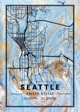 Seattle - ABD Jessamine Mermer Haritası dünyanın en ünlü şehirlerinin güzel bir kopyası. Bu fiyata böyle bir baskı bulamazsın..