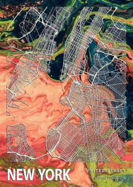 New York - Amerika Birleşik Devletleri Kaffir Mermer Haritası dünyanın en ünlü şehirlerinin güzel baskılarıdır. Bu fiyata böyle bir baskı bulamazsın..