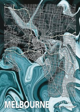 Melbourne - Avustralya Laelia Mermer Haritası dünyanın en ünlü şehirlerinin güzel bir kopyası. Bu fiyata böyle bir baskı bulamazsın..