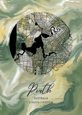 Perth - Avustralya Lantana Mermer Haritası dünyanın en ünlü şehirlerinin güzel bir kopyası. Bu fiyata böyle bir baskı bulamazsın..