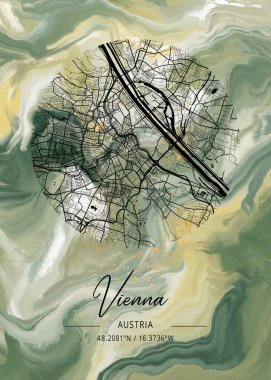 Viyana - Avusturya Lantana Mermer Haritası dünyanın en ünlü şehirlerinin güzel bir kopyası. Bu fiyata böyle bir baskı bulamazsın..