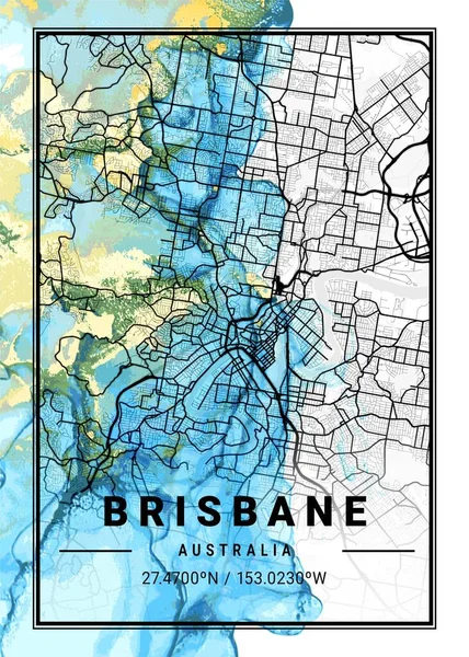 Stock image Brisbane - Australia Jasmine Marble Map is beautiful prints of the world's most famous cities. You will not find a similar print at this great price.