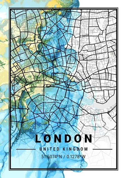 Londra Regno Unito Jasmine Marble Map Una Bellissima Stampa Delle — Foto Stock