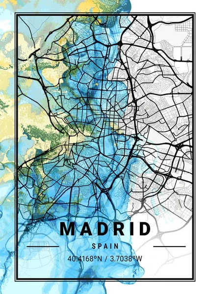 마드리드 스페인 자스민 Jasmine Marble Map 세계에서 도시들의 아름다운 물이다 — 스톡 사진