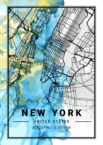 stock image New York - United States Jasmine Marble Map is beautiful prints of the world's most famous cities. You will not find a similar print at this great price.