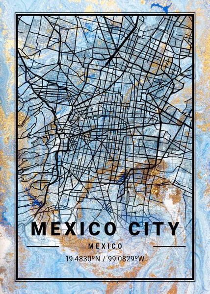 Πόλη Του Μεξικού Μεξικό Χάρτης Μαρμάρου Jessamine Είναι Όμορφες Εκτυπώσεις — Φωτογραφία Αρχείου