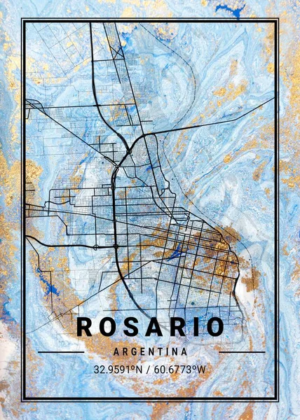 Rosario Argentina Jessamine Marble Map Uma Bela Estampa Das Cidades — Fotografia de Stock