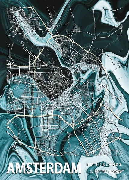 Amsterdam Holanda Laelia Marble Map Uma Bela Estampa Das Cidades — Fotografia de Stock