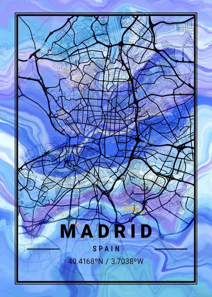 Madryt Hiszpania Lilac Marble Map Piękne Druki Najsłynniejszych Miast Świata — Zdjęcie stockowe