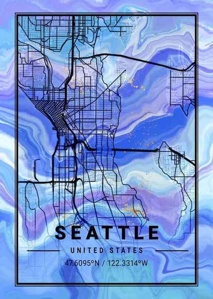 stock image Seattle - United States Lilac Marble Map is beautiful prints of the world's most famous cities. You will not find a similar print at this great price.