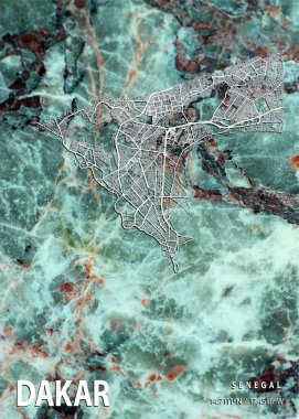 Dakar - Senegal Lisianthus Mermer Haritası dünyanın en ünlü şehirlerinin güzel bir kopyası. Bu fiyata böyle bir baskı bulamazsın..