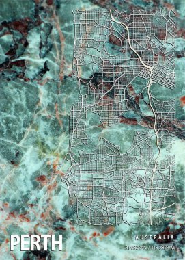 Perth - Avustralya Lisianthus Mermer Haritası dünyanın en ünlü şehirlerinin güzel bir kopyası. Bu fiyata böyle bir baskı bulamazsın..