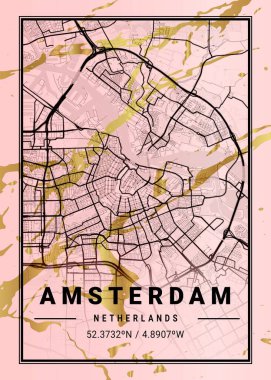 Amsterdam - Hollanda Magnolia Mermer Haritası dünyanın en ünlü şehirlerinin güzel bir kopyası. Bu fiyata böyle bir baskı bulamazsın..