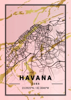 Havana - Küba Magnolia Mermer Haritası dünyanın en ünlü şehirlerinin güzel bir kopyası. Bu fiyata böyle bir baskı bulamazsın..