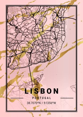 Lizbon - Portekiz Magnolia Mermer Haritası dünyanın en ünlü şehirlerinin güzel bir kopyası. Bu fiyata böyle bir baskı bulamazsın..