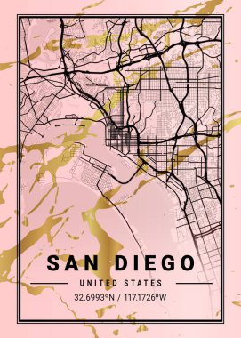 San Diego - Birleşik Devletler Magnolia Mermer Haritası dünyanın en ünlü şehirlerinin güzel bir kopyası. Bu fiyata böyle bir baskı bulamazsın..