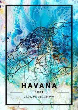 Havana - Küba Marigold Mermer Haritası dünyanın en ünlü şehirlerinin güzel bir kopyası. Bu fiyata böyle bir baskı bulamazsın..