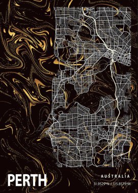 Perth - Avustralya Montbretia Mermer Haritası dünyanın en ünlü şehirlerinin güzel bir kopyası. Bu fiyata böyle bir baskı bulamazsın..